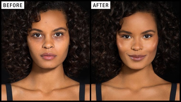 До та після застосування Maybelline New York Master Camo у відтінку Deep